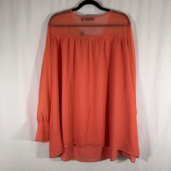 New Apt 9 Blouse Women's 4X Orange Vneck Long Sleeve Sheer Top Lightweight - Picture 6 of 10